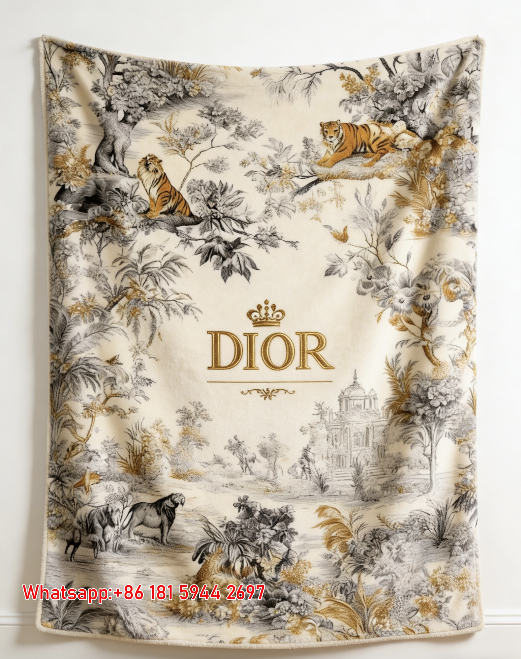 Dior Jungle Tiger Print Flannel Sofa Throw Blanket D011